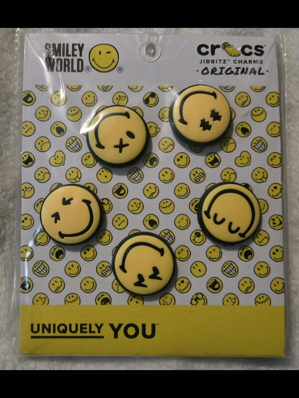 CROCS Smiley World Yellow Jibbitz Charms Pack of 5